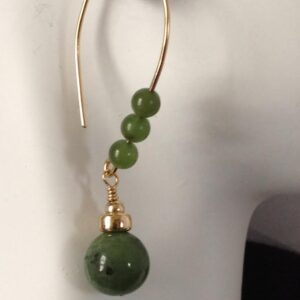 Jade Drop Earrings In 14K Yellow Gold Filled