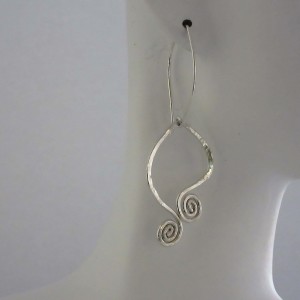Swirl Hoop Dangle Earrings In Sterling Silver