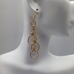 Long Dangle Hoop Earrings In 14K Yellow Gold Filled