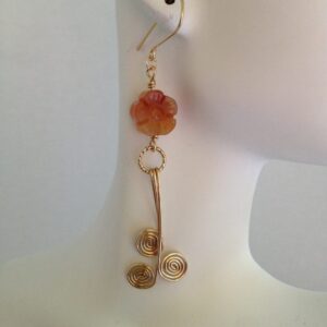 Carnelian Drop Earrings In 14K Yellow Gold Filled