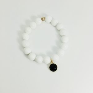 White Agate Onyx Clara Stretch Bracelet