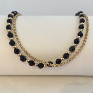 Blue Goldstone Lotus Flower Eloise Bracelet In 14K Yellow Gold Filled