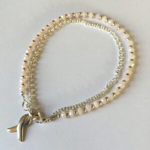 Pink Opal Cancer Ribbon Eloise Bracelet In Sterling Silver