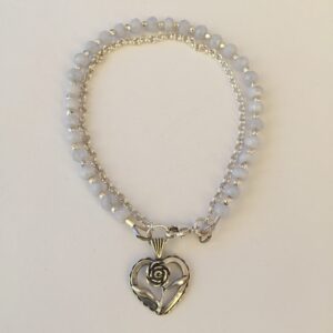 Blue Chalcedony Heart Eloise Bracelet In Sterling Silver