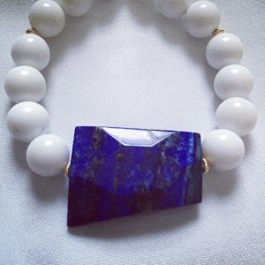 Lapis White Agate Clara Stretch Bracelet