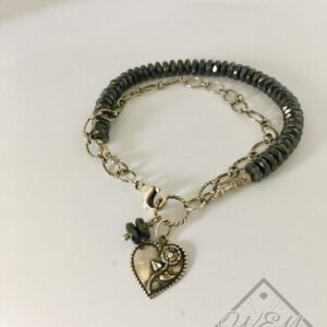 Hematite Heart Eloise Bracelet In Sterling Silver