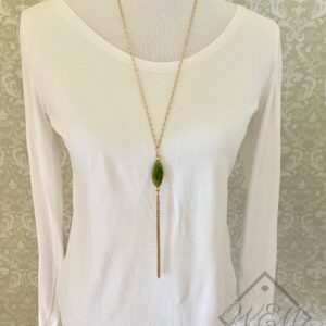 Jade Pendant Necklace In 14K Yellow Gold Filled