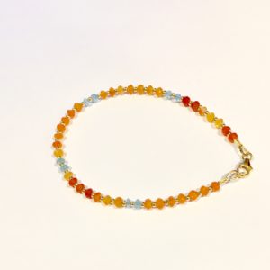 Carnelian Blue Topaz Bracelet In 14K Yellow Gold