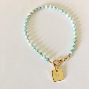 Larimar Initial Estelle Bracelet In 14K Yellow Gold Filled
