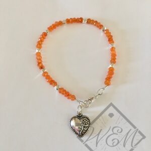Carnelian Heart Estelle Bracelet In Sterling Silver