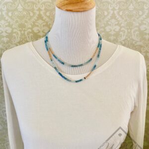 Aquamarine Blue Topaz Necklace In 14K Yellow Gold Filled