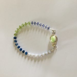 Iolite Peridot Chalcedony Kyanite Bracelet In Sterling Silver