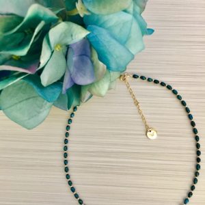 Teal Pearl Choker Necklace In 14K Yellow Gold