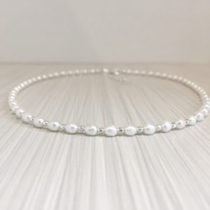 White Pearl Choker In Sterling Silver