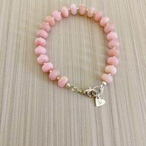 Pink Opal Bracelet In Sterling Silver