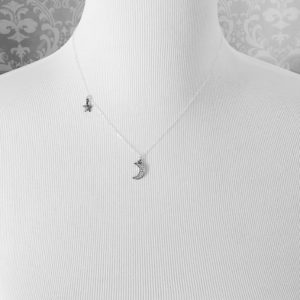 Star Moon Pendant Necklace In Sterling Silver