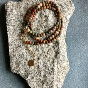 Red Creek Jasper Necklace In 14K Yellow Gold Filled