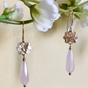 Rose Quartz Drop Earrings In 14K Yellow Gold Filled
