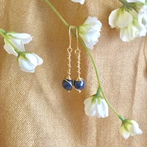 Sapphire Eva Dangle Earrings In 14K Yellow Gold