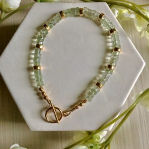 Green Amethyst Bracelet In 14K Yellow Gold Filled