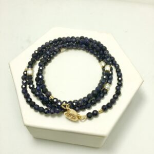 Blue Goldstone Necklace In 14K Yellow Gold Filled