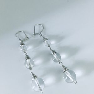 Rock Crystal Quartz Earrings In Sterling Silver