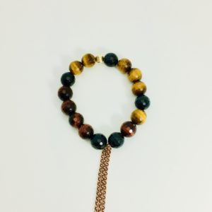 Tiger Eye Brass Clara Stretch Bracelet