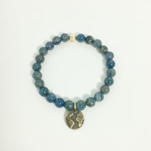 Blue Fossil Coral Earth Charm Clara Stretch Bracelet