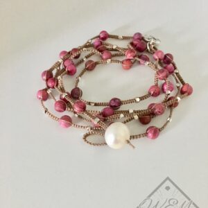 Pink Crazy Lace Agate Wrap Bracelet