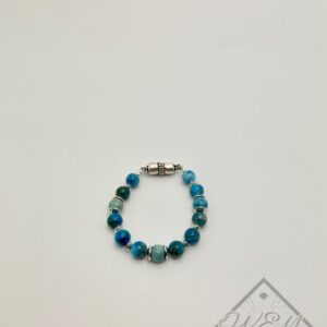 Blue Agate Lillian Bracelet In Antique Silver Plate