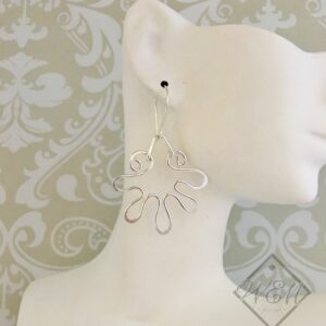 Flower Hoop Earrings In Sterling Silver