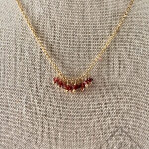 Garnet Pendant Necklace In 14K Yellow Gold Filled