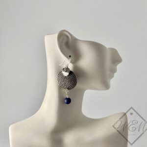 Vivian Lapis Dangle Earrings In Silver Plate