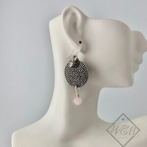 Vivian Rose Quartz Dangle Earrings In Silver Plate