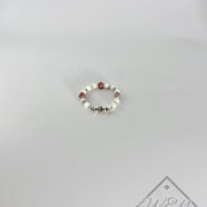 Rhodonite White Agate Lillian Bracelet In Antique Silver Plate