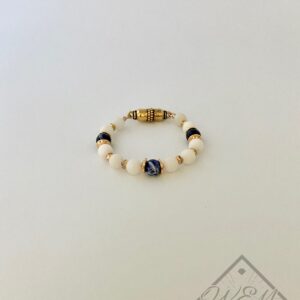 Sodalite White Agate Lillian Bracelet In Gold Plate