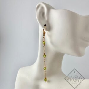 Hattie Peridot Chain Earrings In 14K Yellow Gold Filled