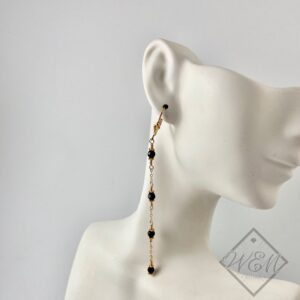 Hattie Black Onyx Chain Earrings In 14K Yellow Gold Filled