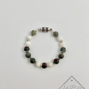 African Blood Stone Lillian Bracelet In Silver Plate
