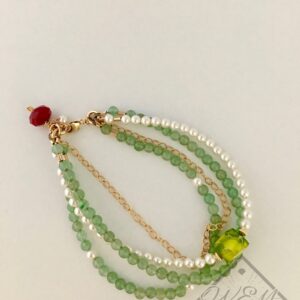Aventurine Bracelet Stack In 14K Yellow Gold Filled