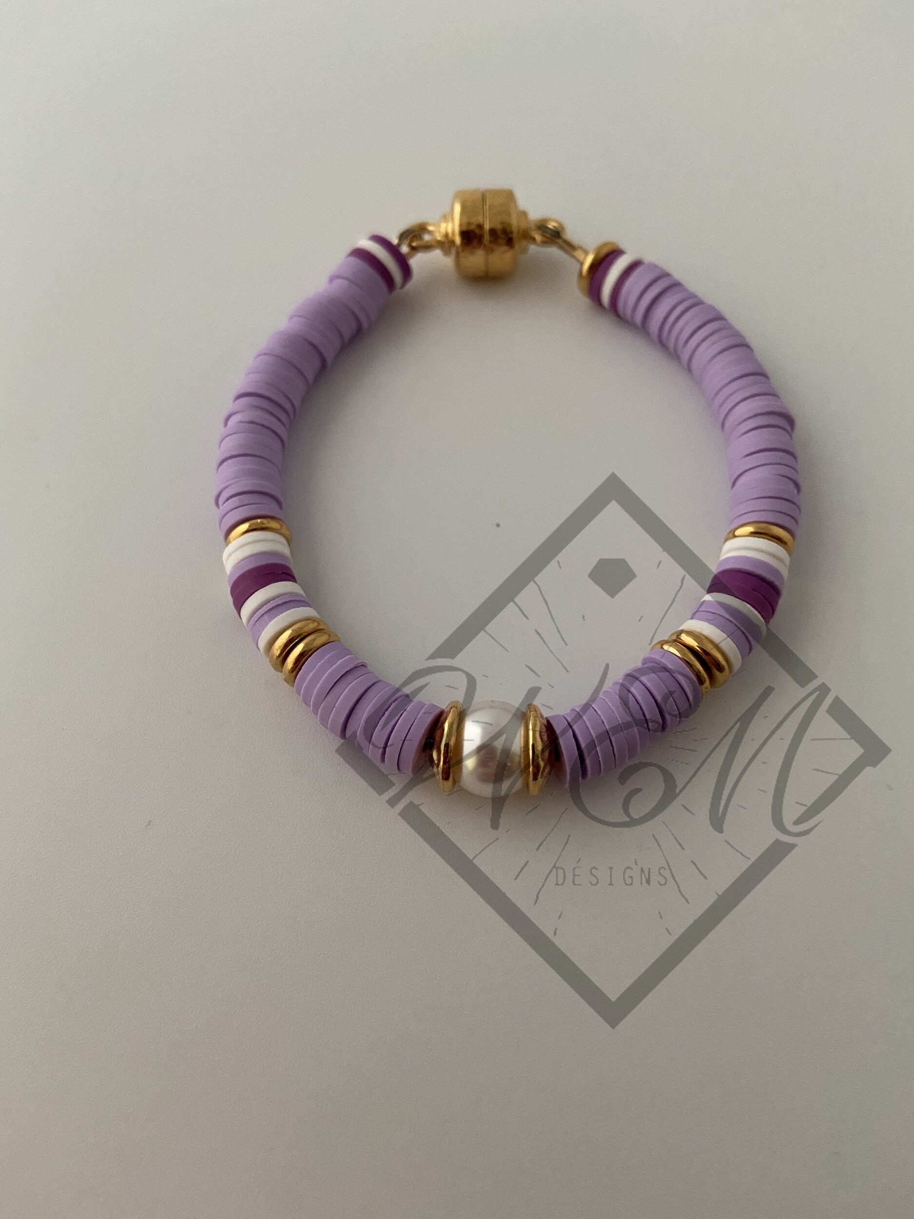 Purple Vinyl Heishi Bead Bracelet Purple Vinyl Bracelet 