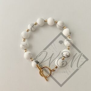 White Howlite Belle Bracelet In 14K Yellow Gold Filled