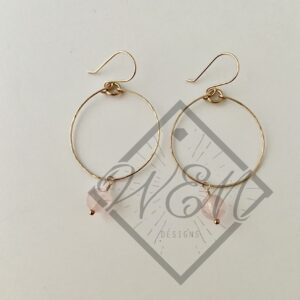 Joli Rose Quartz Hoop Earrings In 14K Yellow Gold Filled