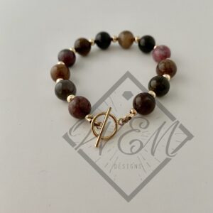 Multi Tourmaline Belle Bracelet In 14K Yellow Gold Filled