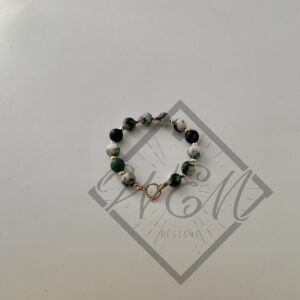 Matte Tree Agate Belle Bracelet In 14K Yellow Gold Filled