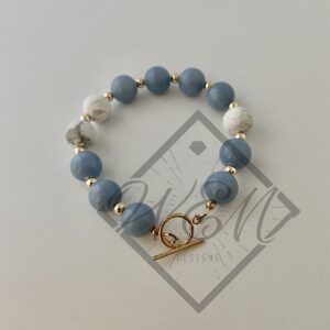 Angelite White Howlite Belle Bracelet In 14K Yellow Gold Filled