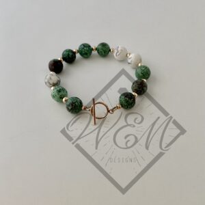 Chrysocolla Impression Jasper White Howlite Belle Bracelet In 14K Yellow Gold Filled