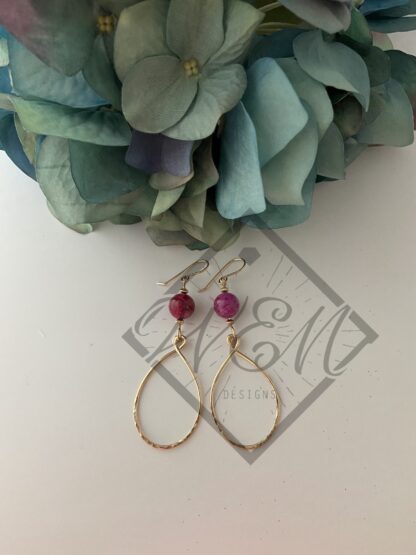 Pink Crazy Lace Hoop Dangle Earrings In 14K Yellow Gold Filled - Image 3