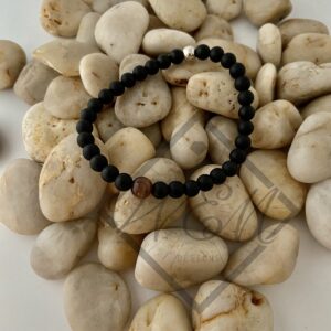 Black Onyx Brown Tiger Eye Aaron Stretch Bracelet