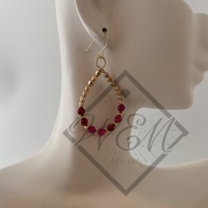 Pink Crazy Lace Agate Hoop Earrings In 14K Yellow Gold Filled